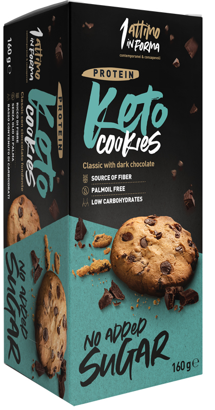 KETO COOKIES CLASSIC DARK CHOCOLATE 160 G - fitfarma.it
